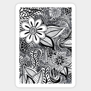 Black and White Floral Affair Sticker